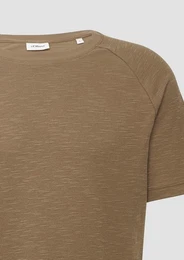 Kurzarmshirt Raglan-Shirt mit Flammgarnstruktur
