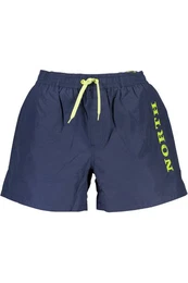 Badeshorts Herren-Badeboxer Blau mit Elastikbund aus Biofasern und Taschen