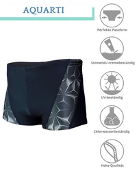 Aquarti Badehose Kurz Sportlich Streifen Dunkelblau/Grau/Blau