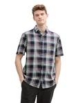 TOM TAILOR Kurzarmhemd CHECKED SLUBYARN SHIRT Hellblau/Rot