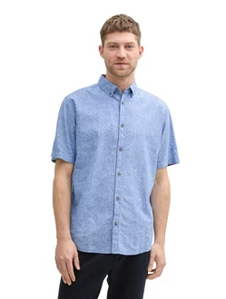 TOM TAILOR Kurzarmhemd Blau/Hellblau