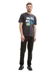 TOM TAILOR T-Shirt mit Front Print Grün/Schwarz/Grau