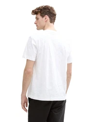 TOM TAILOR T-Shirt mit Front Print Weiß/Creme/Dunkelgrau