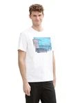 TOM TAILOR T-Shirt mit Front Print Weiß/Creme/Dunkelgrau