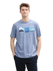TOM TAILOR T-Shirt mit Front Print Hellblau/Grau/Blau/Dunkelgrau