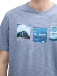 TOM TAILOR T-Shirt mit Front Print Hellblau/Grau/Blau/Dunkelgrau