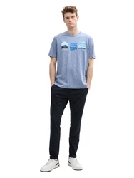 TOM TAILOR T-Shirt mit Front Print Hellblau/Grau/Blau/Dunkelgrau