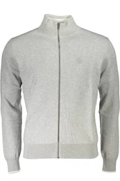 Strickpullover Grauer Herren-Cardigan aus Bio-Baumwolle mit Reiverschluss & Sticker