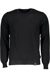 Strickpullover Herren Pullover Schwarz Langarm, Rundhals, Hydrowolle, Logo-Detail