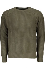 Strickpullover Grner Herrenpullover: Rundhals, Kontrastdetails, Nachhaltig