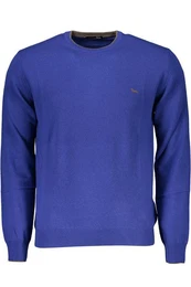 Strickpullover Blauer Herrenpullover mit Rundhals und Stickerei - Elegante Details
