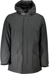 Outdoorjacke Graue Herrenjacke: Warmer Parka mit Kapuze & Taschen fr den Winter