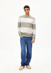 Armedangels Strickpullover LOUKAA STRIPES pastellgrün/weiß
