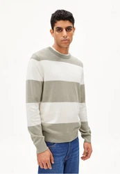 Armedangels Strickpullover LOUKAA STRIPES pastellgrün/weiß