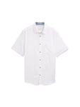 TOM TAILOR Kurzarmhemd COTTON LINEN SHIRT Weiß/Blau/Hellblau