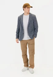 camel active Jerseysakko mit 2-Knopf-Verschluss Blazer Grau/Hellblau/Dunkelblau