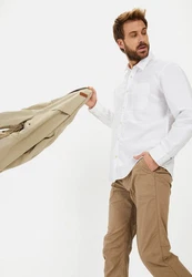 camel active Langarmhemd Kentkragen Weiß/Creme