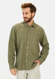 Langarmhemd mit Soft-Wash-Veredelung Kentkragen
