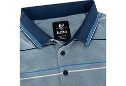 Hajo Sweatshirt Herren-Poloshirt Piqu  Streifen Blau/Hellblau