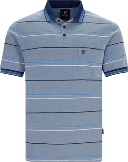 Hajo Sweatshirt Herren-Poloshirt Piqu  Streifen Blau/Hellblau