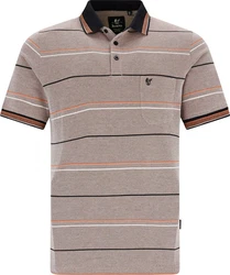 Hajo Sweatshirt Herren-Poloshirt Piqu  Streifen Braun/Rot/Beige