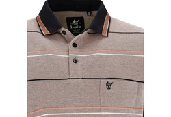 Hajo Sweatshirt Herren-Poloshirt Piqu  Streifen Braun/Rot/Beige