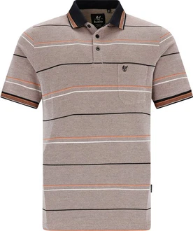 Hajo Sweatshirt Herren-Poloshirt Piqu  Streifen Braun/Rot/Beige