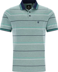 Hajo Sweatshirt Herren-Poloshirt Piqu  Streifen Grün/Türkis