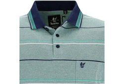 Hajo Sweatshirt Herren-Poloshirt Piqu  Streifen Grün/Türkis