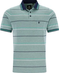 Hajo Sweatshirt Herren-Poloshirt Piqu  Streifen Grün/Türkis