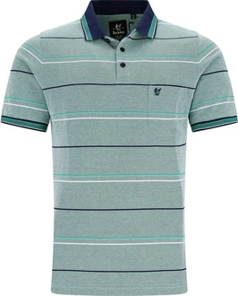 Hajo Sweatshirt Herren-Poloshirt Piqu  Streifen Grün/Türkis