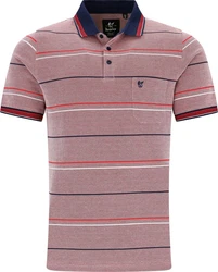 Hajo Sweatshirt Herren-Poloshirt Piqu  Streifen Rot/Lila/Bordeaux