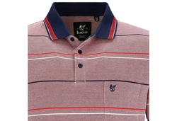 Hajo Sweatshirt Herren-Poloshirt Piqu  Streifen Rot/Lila/Bordeaux