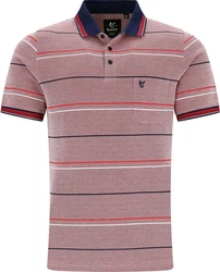 Hajo Sweatshirt Herren-Poloshirt Piqu  Streifen Rot/Lila/Bordeaux