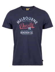 ROADSIGN australia T-Shirt Varsity Melbourne-Print Dunkelblau/Braun/Blau