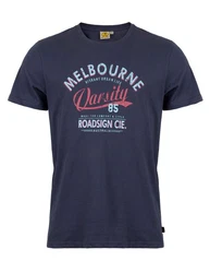 ROADSIGN australia T-Shirt Varsity Melbourne-Print Dunkelblau/Braun/Blau