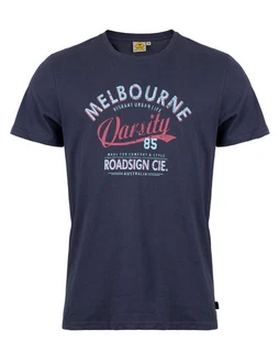 ROADSIGN australia T-Shirt Varsity Melbourne-Print Dunkelblau/Braun/Blau ROADSIGN australia T-Shirt Varsity Melbourne-Print Dunkelblau/Braun/Blau
