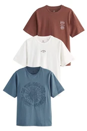 T-Shirt Grafik-T-Shirts aus 100% Baumwolle 3er-Pack (3-tlg)