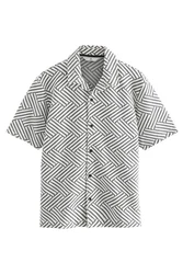 Next Kurzarmhemd Jersey-Hemd Weiß/Gelb/Creme
