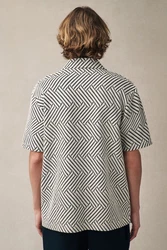 Next Kurzarmhemd Jersey-Hemd Weiß/Gelb/Creme