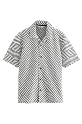 Next Kurzarmhemd Jersey-Hemd Weiß/Gelb/Creme