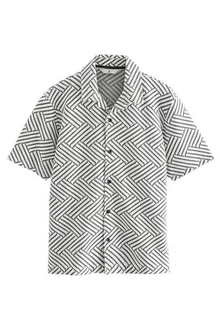 Next Kurzarmhemd Jersey-Hemd Weiß/Gelb/Creme