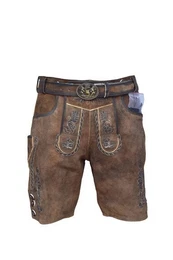 Trachtenlederhose Michel kurze Hose braun antik mit Grtel