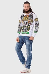 Cipo & Baxx T-Shirt Sweatshirts Front-Print Weiß/Creme/Lila/Mischfarben