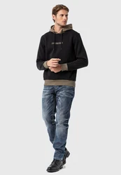 Cipo & Baxx Kapuzenpullover Sweatshirt Schwarz/Braun/Gelb/Dunkelblau