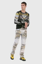Cipo & Baxx T-Shirt Sweatshirts mit Adler-Frontprint Gelb/Schwarz/Grau/Blau/Dunkelgrau/Dunkelblau