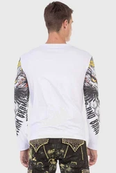 Cipo & Baxx T-Shirt Sweatshirts mit Adler-Frontprint Weiß/Orange/Grün