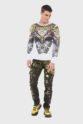 Cipo & Baxx T-Shirt Sweatshirts mit Adler-Frontprint Weiß/Orange/Grün