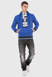 Cipo & Baxx Kapuzenpullover Sweatshirt Blau/Dunkelblau/Pastell