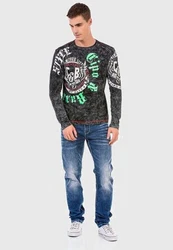 Cipo & Baxx T-Shirt Sweatshirts Dunkelgrün/Dunkelgrau/Grün/Schwarz/Creme/Grau